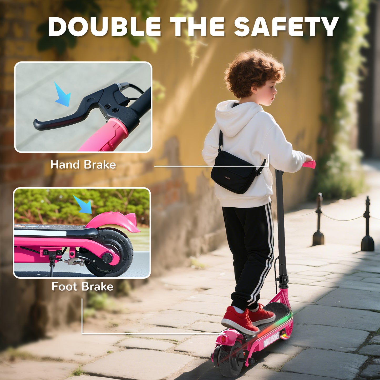 Electric Scooter for Kids Aged 6-14 Years, with Colourful Lights