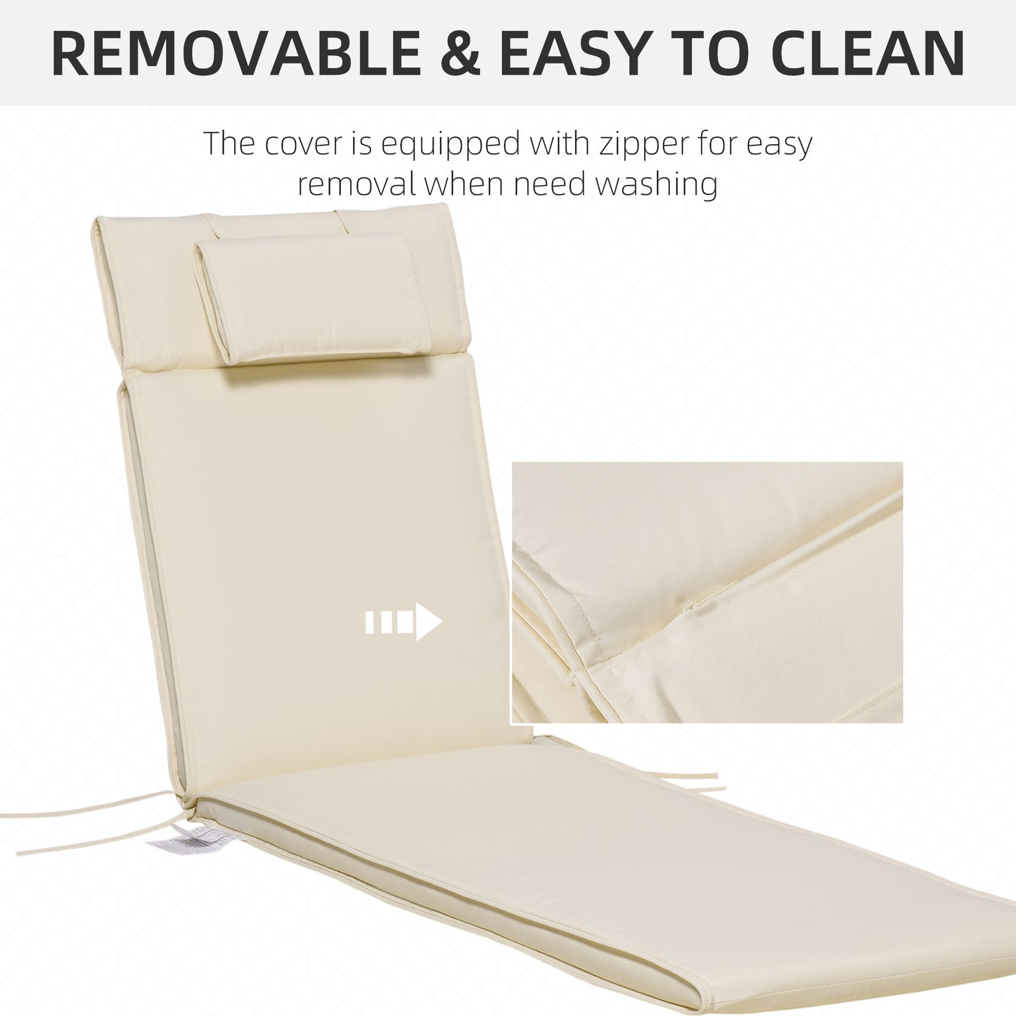 Garden Sun Lounger Cushion Replacement Soft Sunbed Reclining Chair