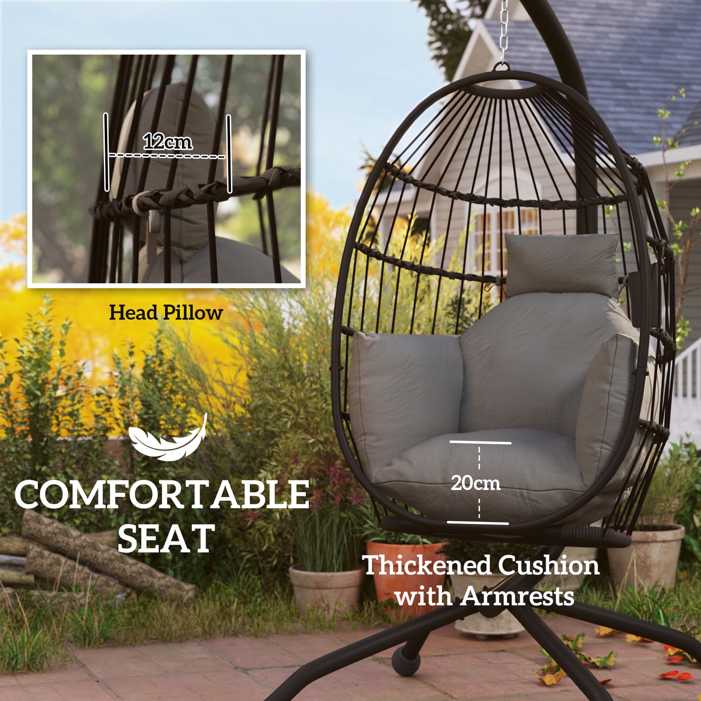 Hanging Egg Chair Outdoor Indoor Garden Swing Chair