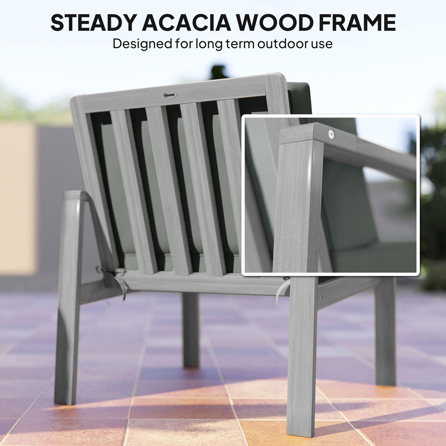 4-Piece Wooden Garden Furniture Set with Cushions