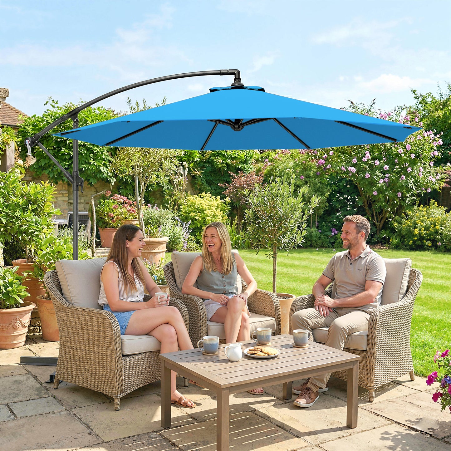 3m Overhanging Cantilever Parasol, with Cross Base (4)