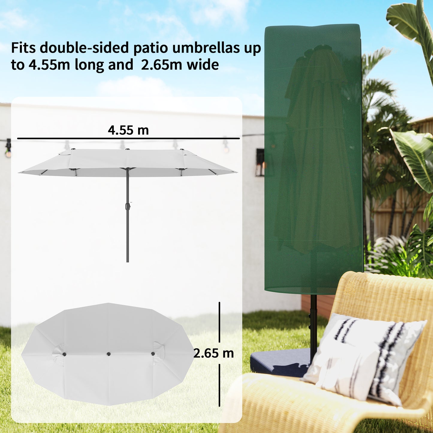 Garden Parasol Cover, Outdoor Patio Umbrella Protector Weatherproof (1)