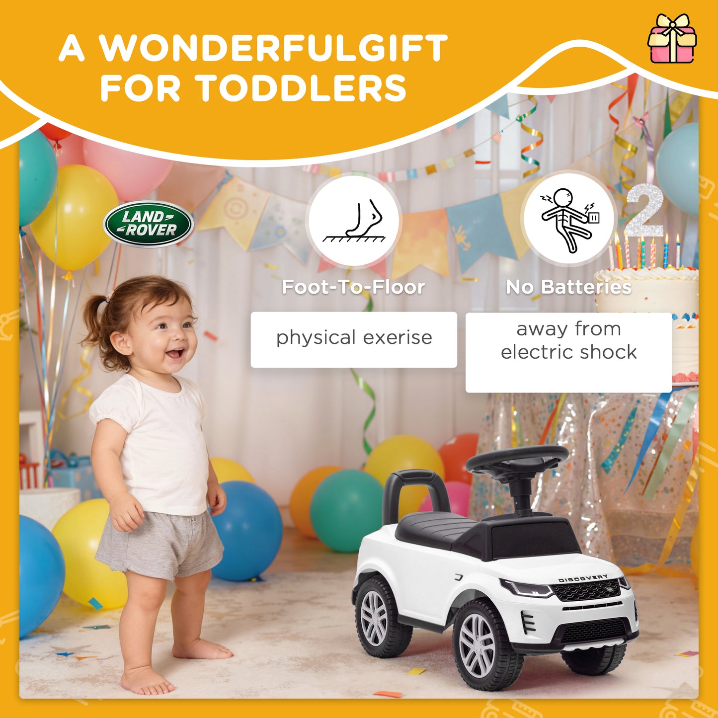 Land Rover Licensed Toddler Ride on Car with Horn, Engine Sounds