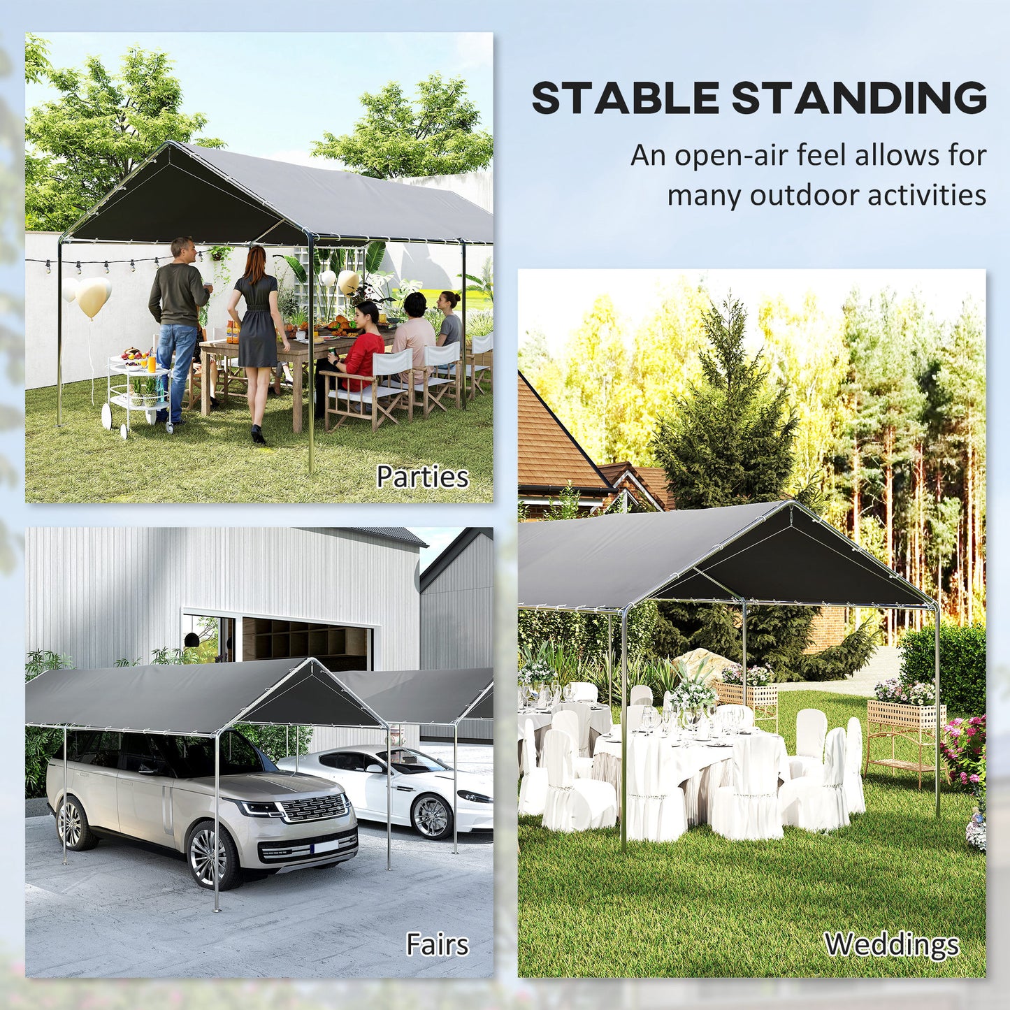 3 x 6m Heavy Duty Carport Garage Car Shelter Galvanized Steel
