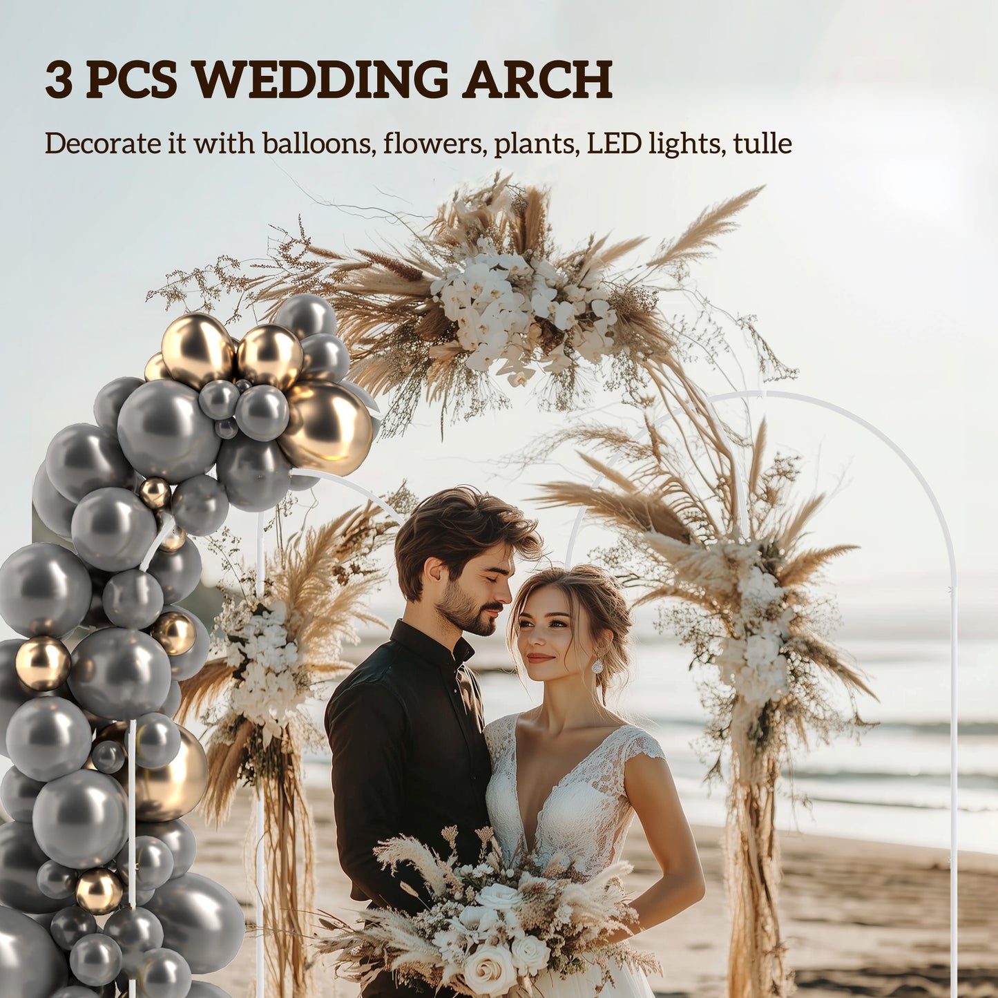 Wedding Arch Frame Set, Metal Balloon Arch Stand Set
