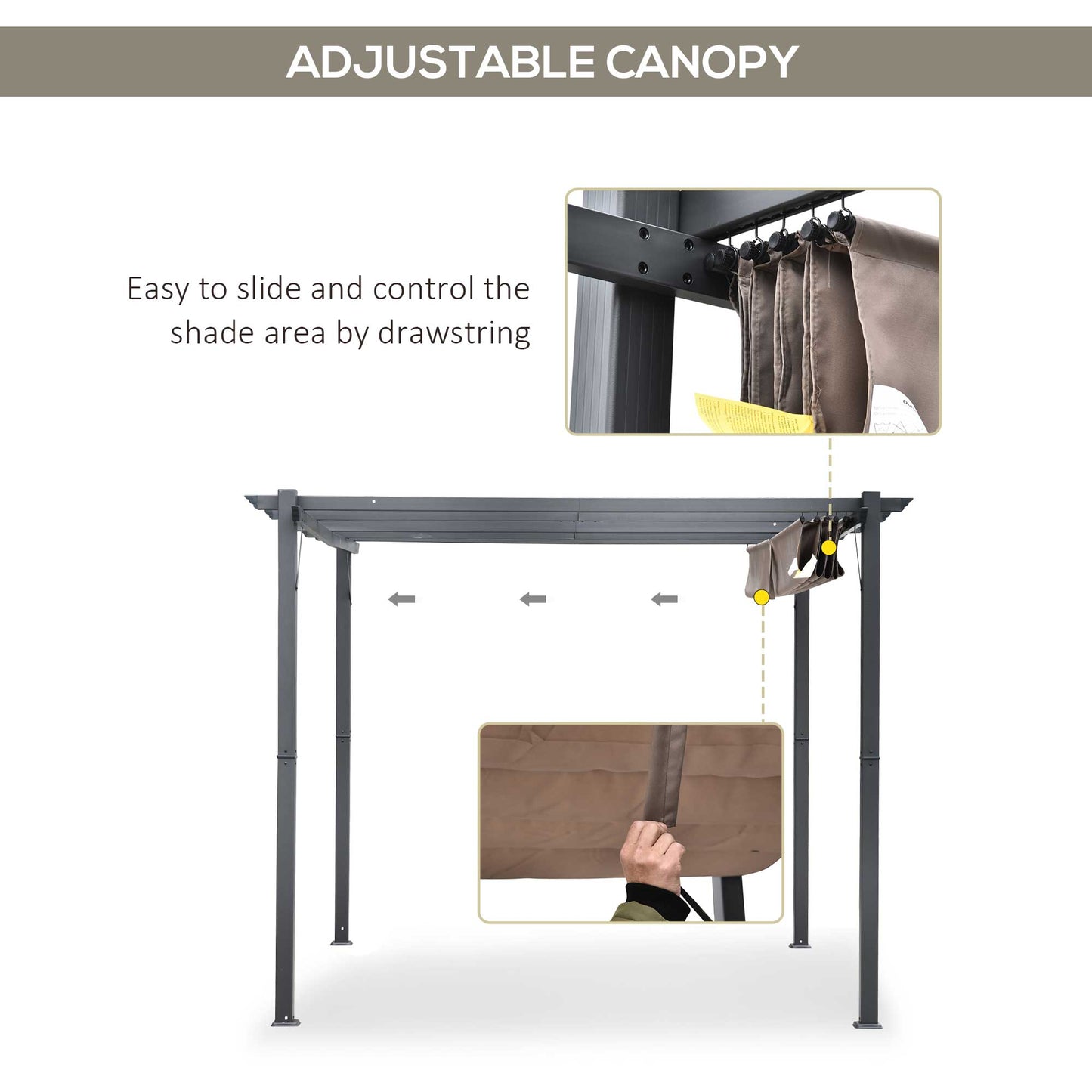 3m x 3m Pergola - Retractable Aluminium 3x3 Garden Shade