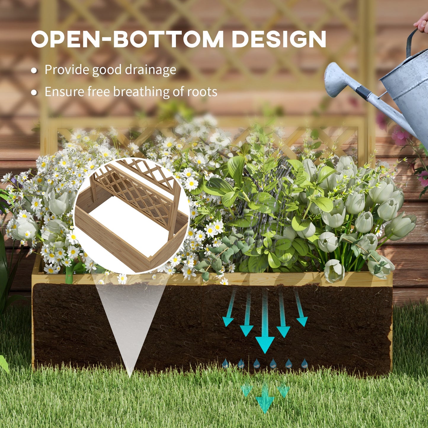 Wooden Trellis Planter Box, Raised Garden Bed to Grow Vegetables (1)