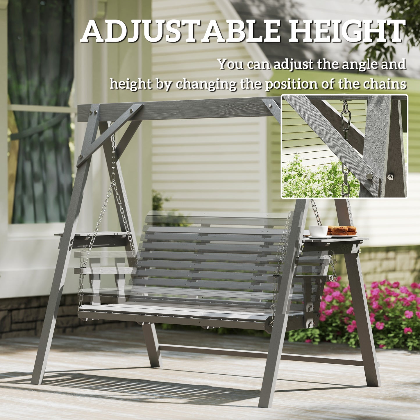 Three-Seater Wooden Swing Bench