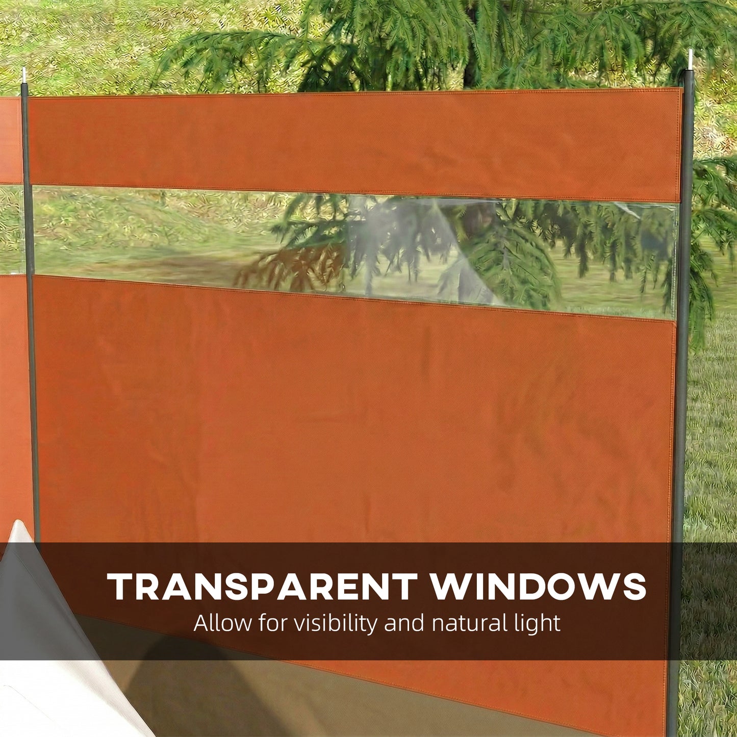 Camping Windbreaker with Clear Windows, Carry Bag and Steel Poles