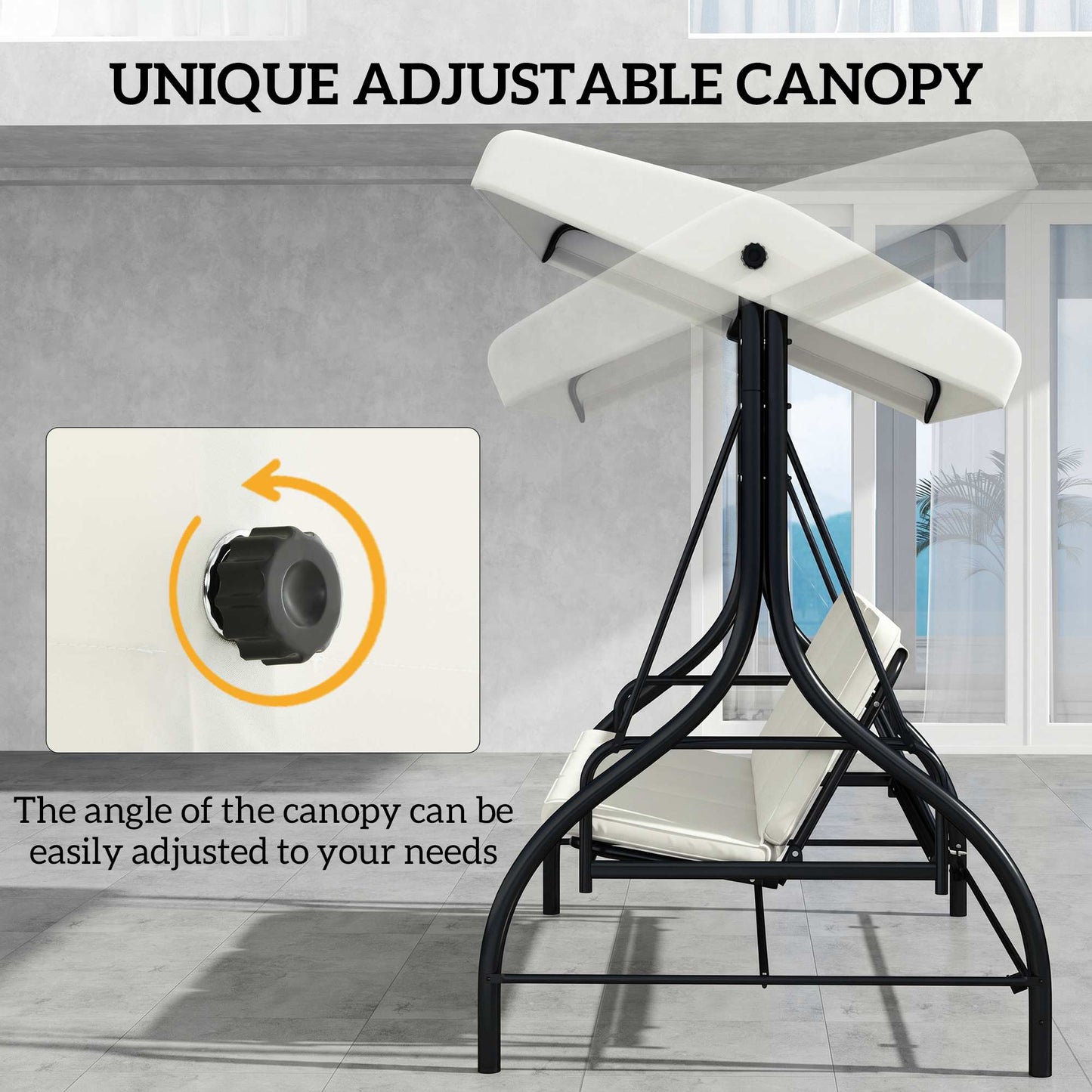 3 Seater Canopy Swing Chair, 2 in 1 Garden Swing Seat Bed