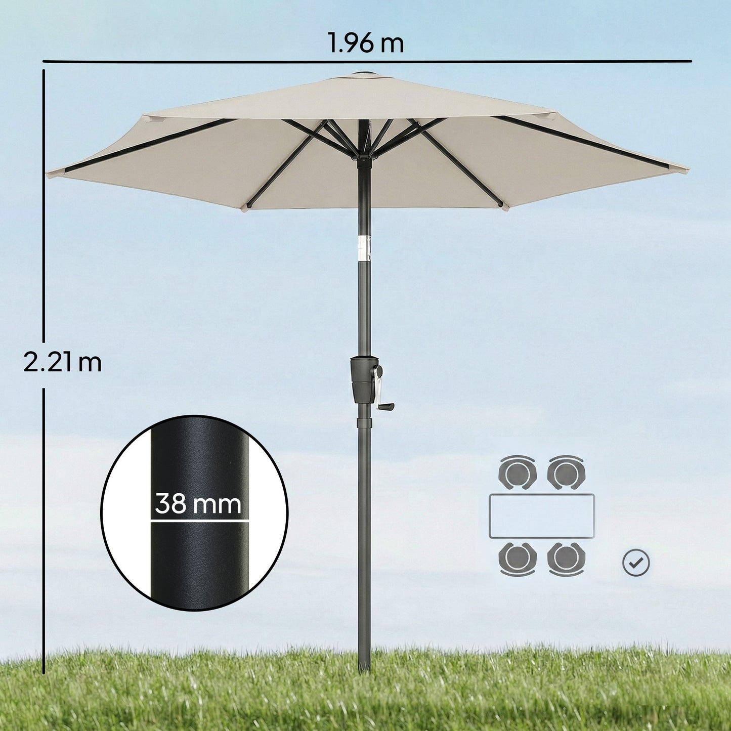 2m Garden Parasol Umbrella (1)