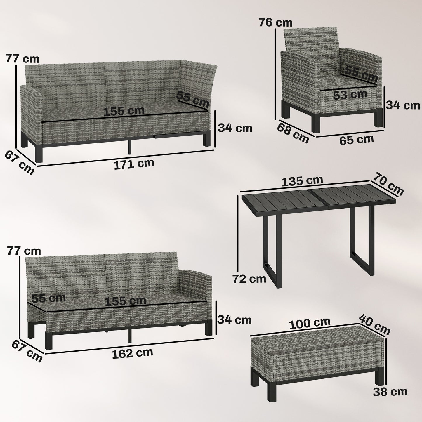 9 Seater Rattan Garden Furniture Corner Sofa Set