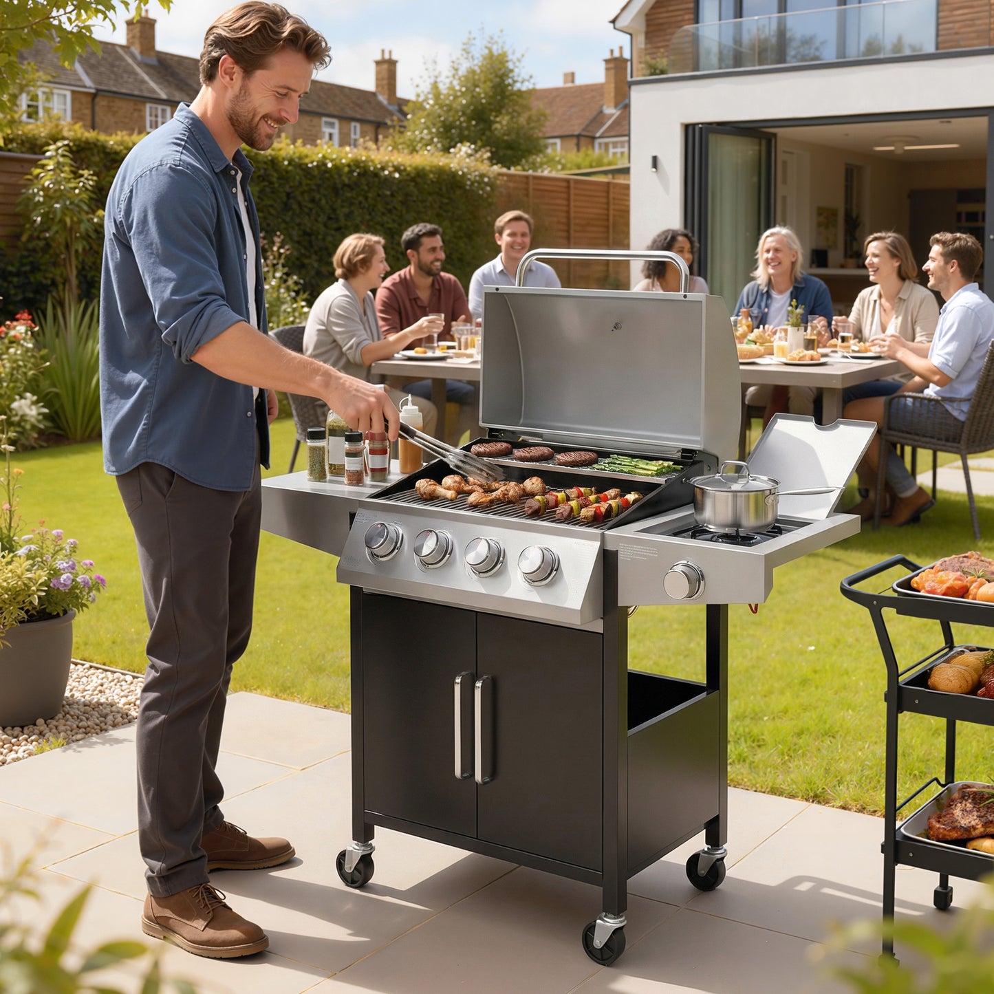 4+1 Burner Gas BBQ Grill with Side Burner