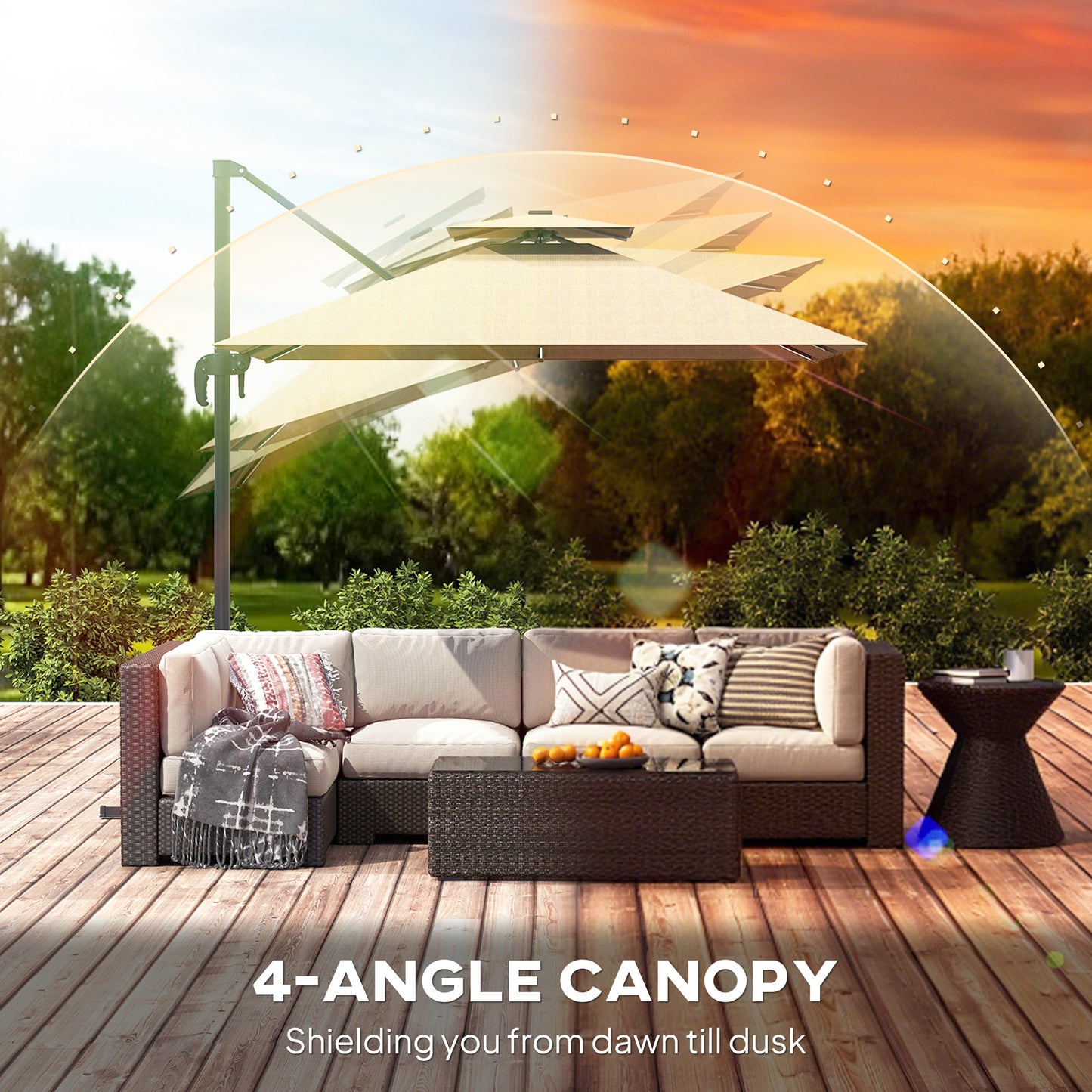 2.5m Cantilever Parasol with Solar Powered LED Lights, 360° Rotation