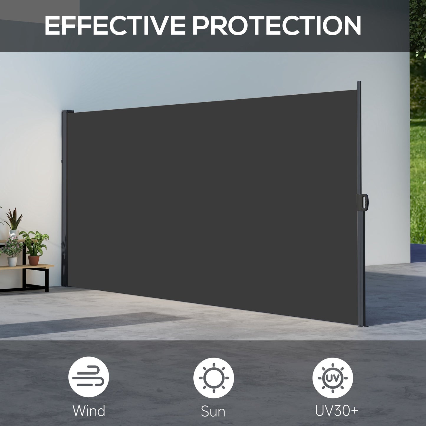 Retractable Side Awning, Outdoor Privacy Screen for Garden, Hot Tub