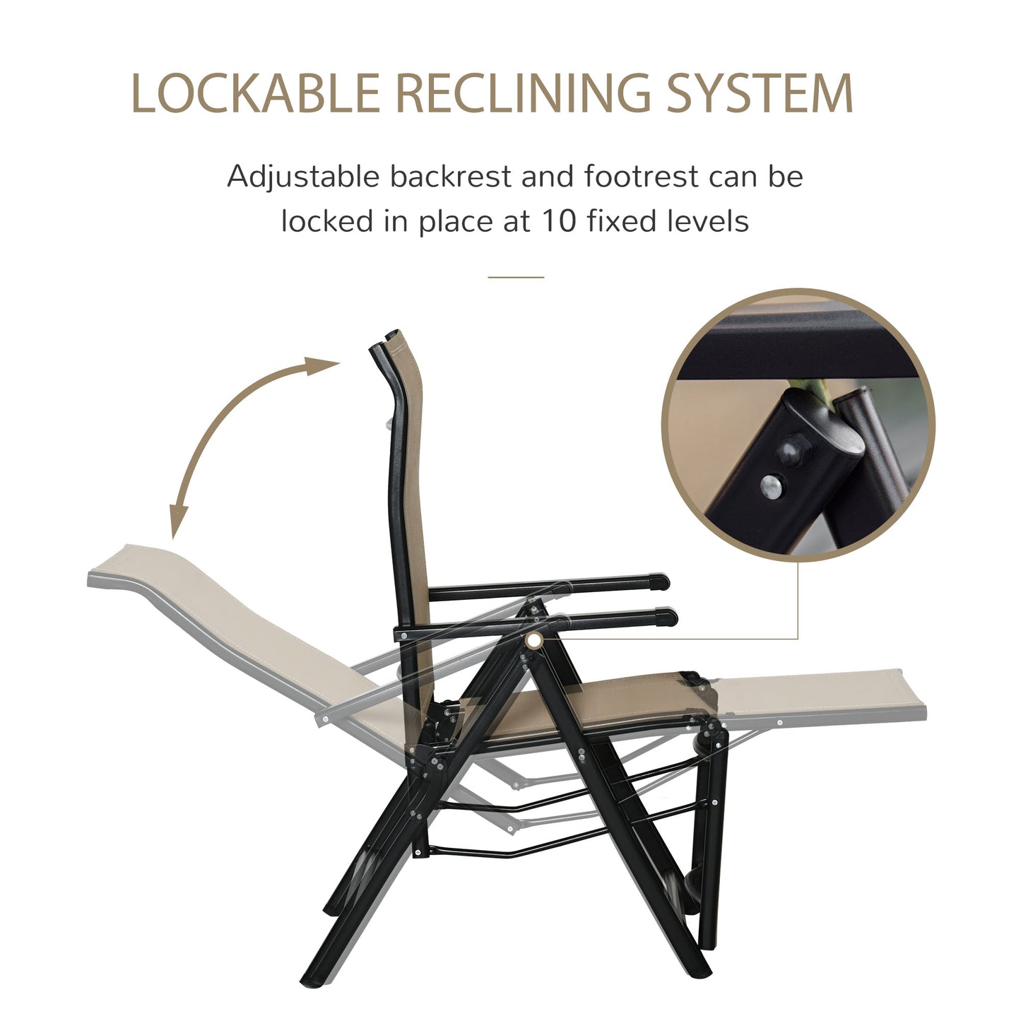 Outdoor Set of 2 Outdoor Sun Lounger 10-Position Adjustable