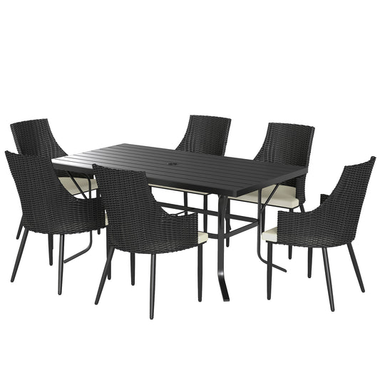 6 Seater Rattan Dining Set with Cushions (1)