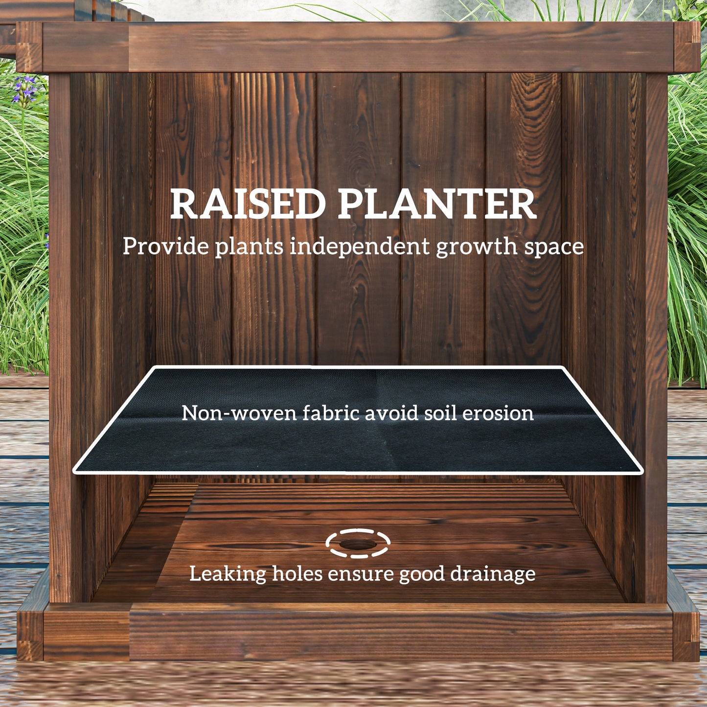 Wooden Garden Planter & Bench Combination Garden Raised Bed Patio