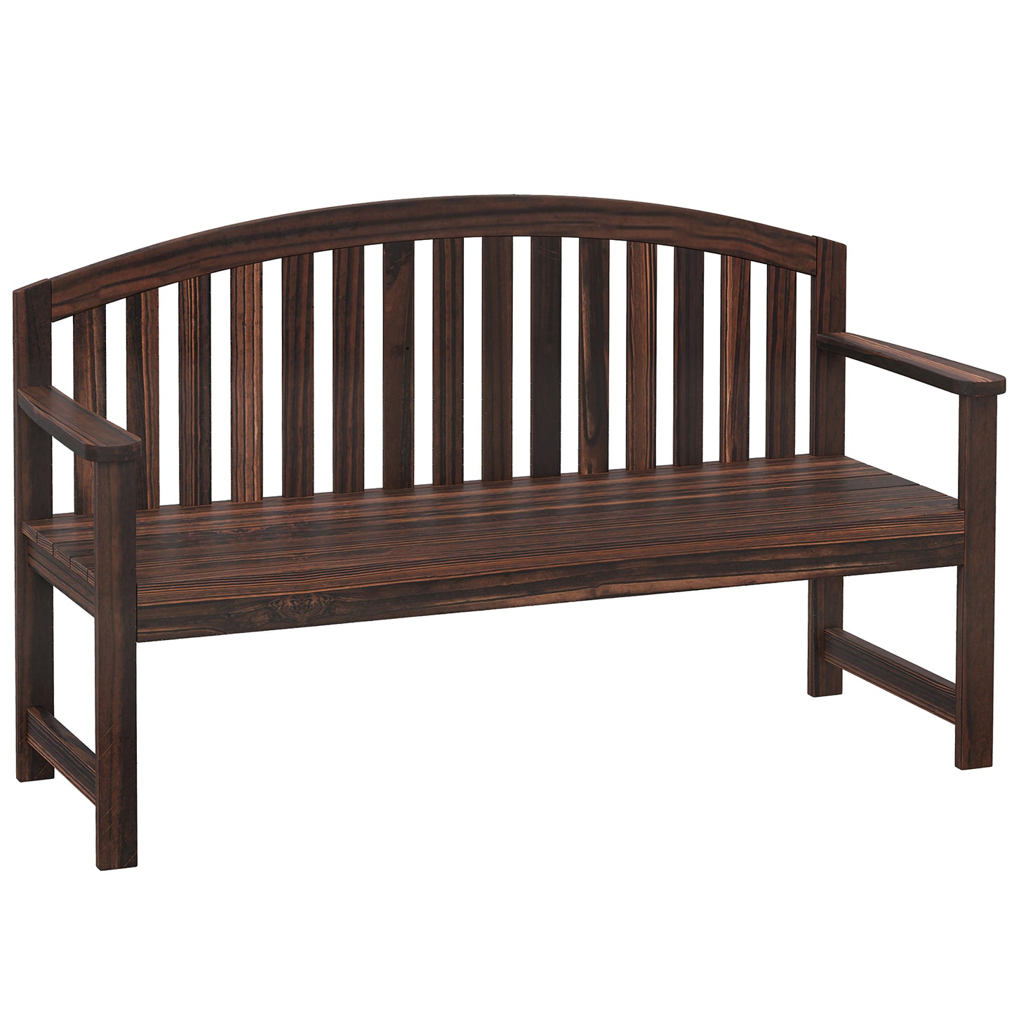 2 Seater Wooden Garden Bench with Armrest