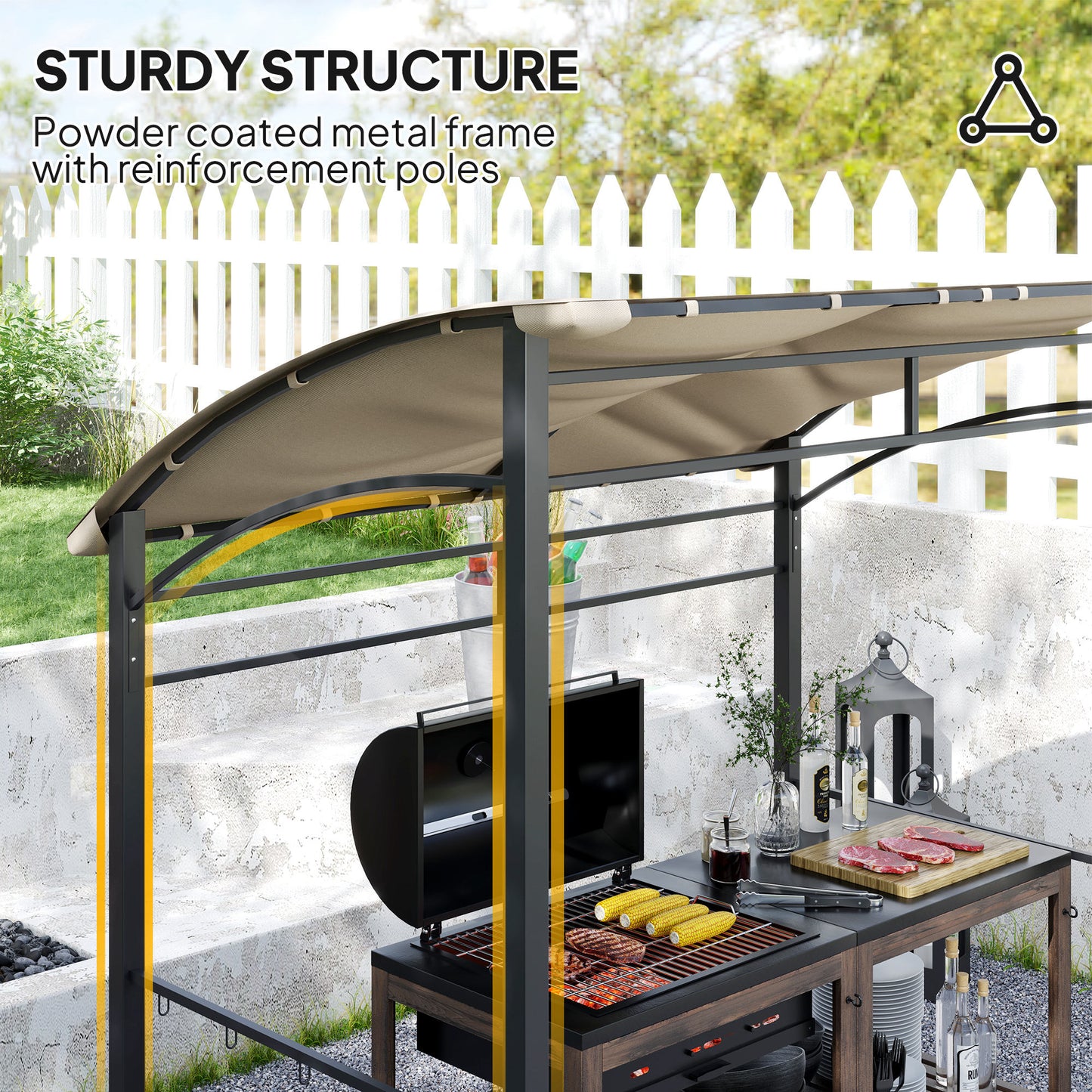 2.2 x 1.5 m BBQ Grill Gazebo Tent, Garden Grill with Metal Frame