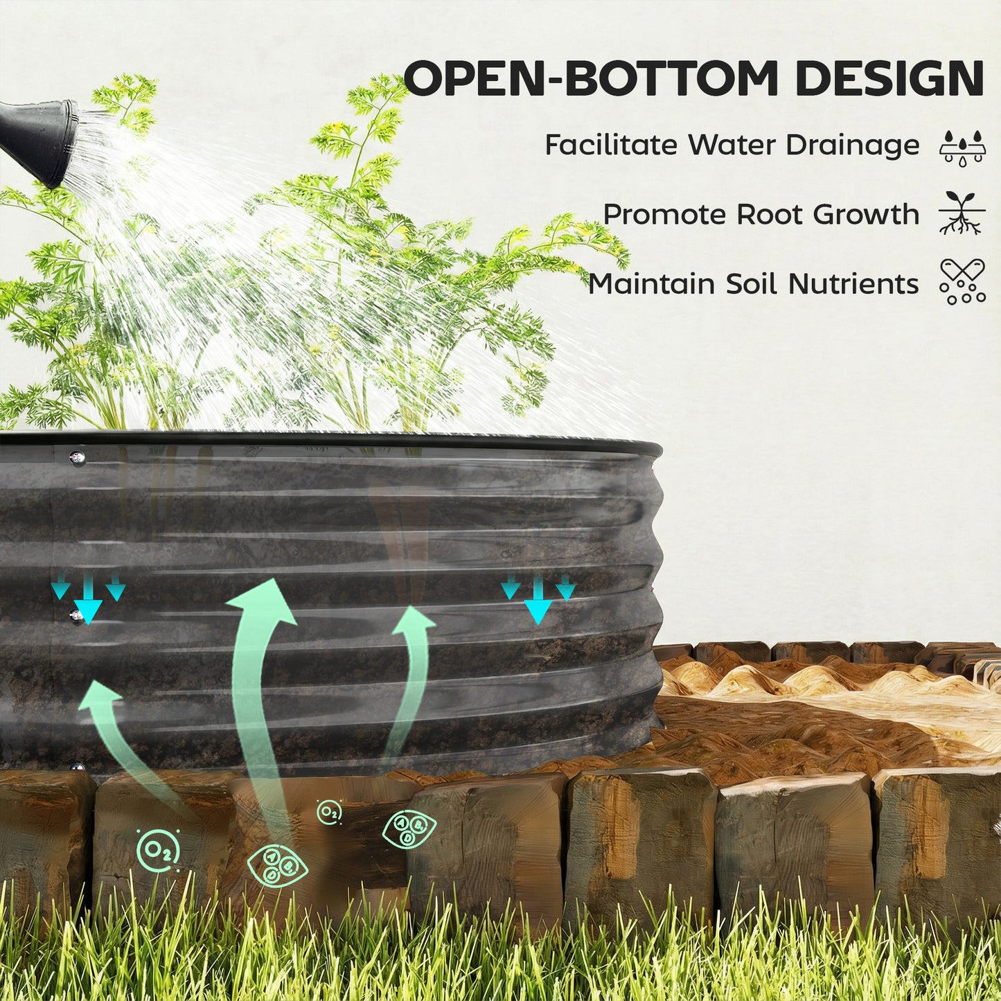Galvanised Raised Garden Bed, Metal Planter Box with Safety Edging (7)