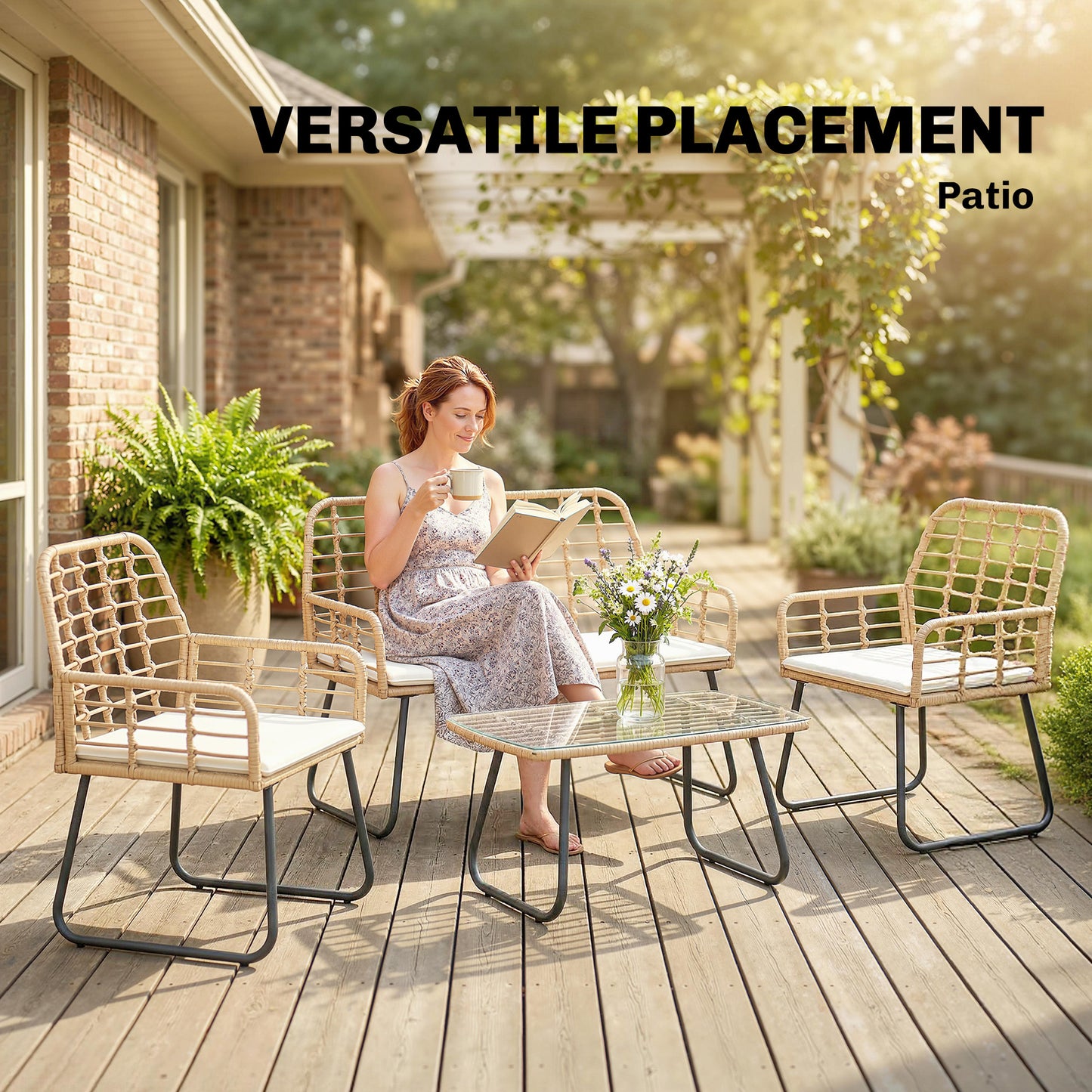 4 Piece Rattan Garden Furniture Set (2)