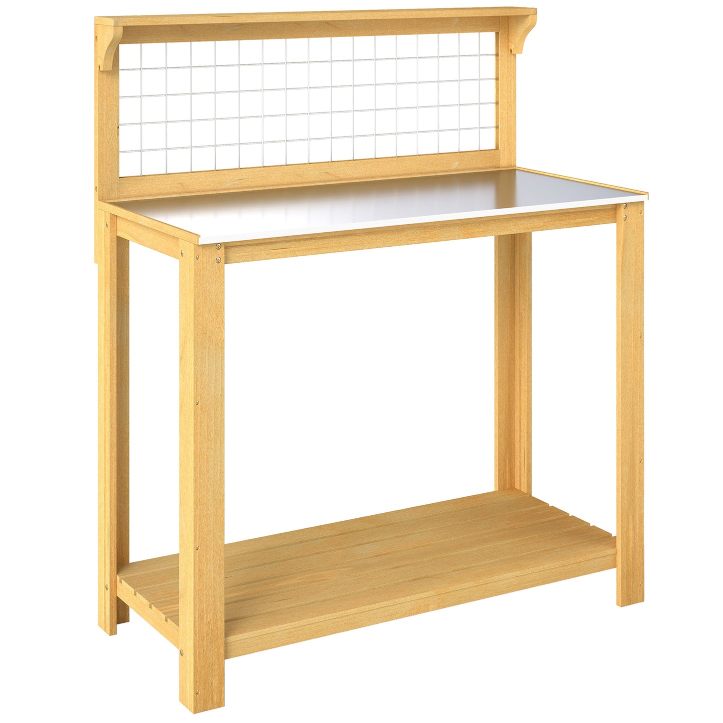 Wooden Potting Bench Table with Aluminium Worktop (1)