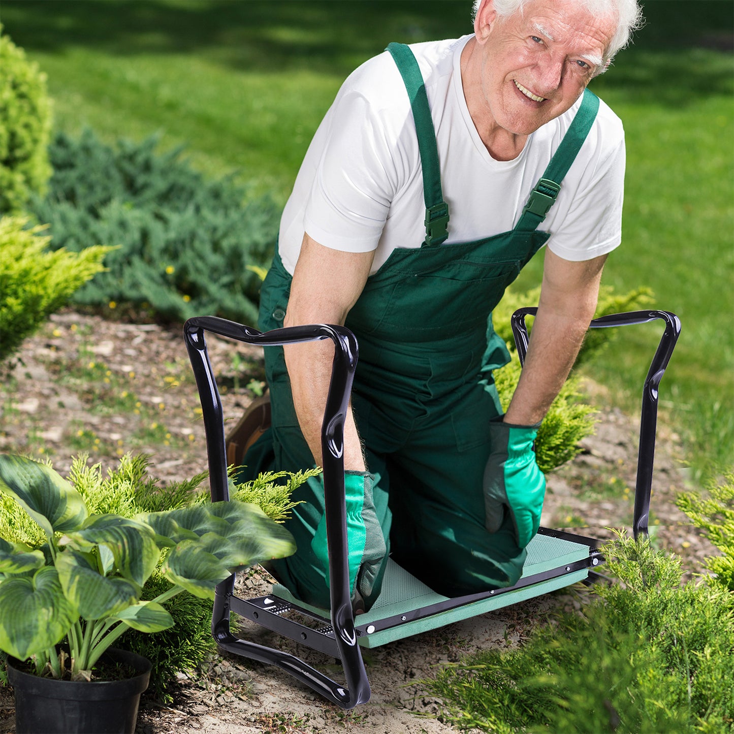 2 In 1 Garden Kneeler Seat Kneeling Pad Support Bench Foldable Knee