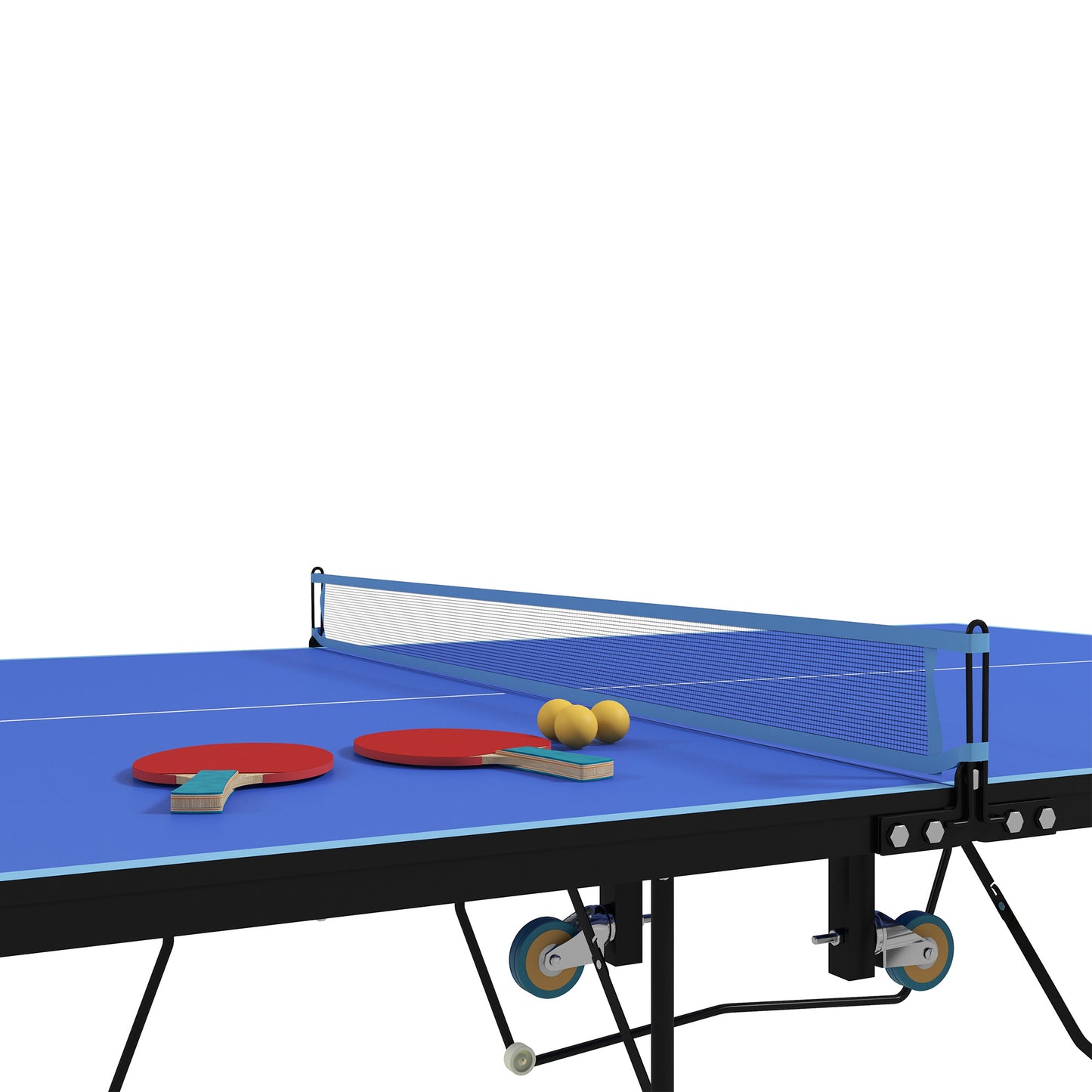 9FT Folding Tennis Table, with 8 Wheels, for Indoor Use