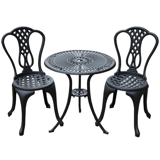 3 Piece Patio Cast Aluminium Bistro Set Garden Outdoor Furniture