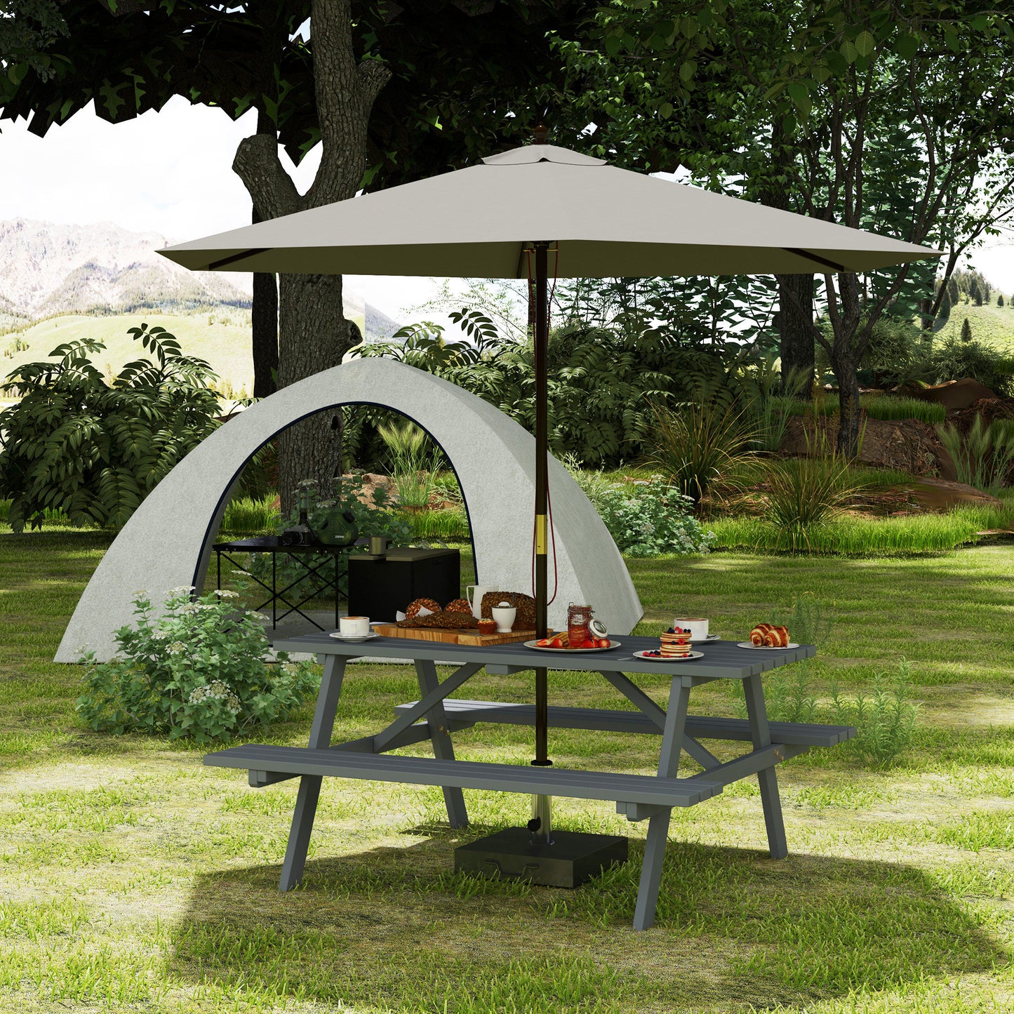 6 Seater Wooden Picnic Table Bench for Outdoor Garden or Patio