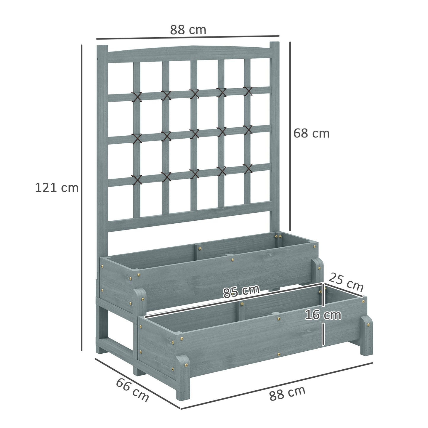 2-Tier Raised Garden Bed with Trellis