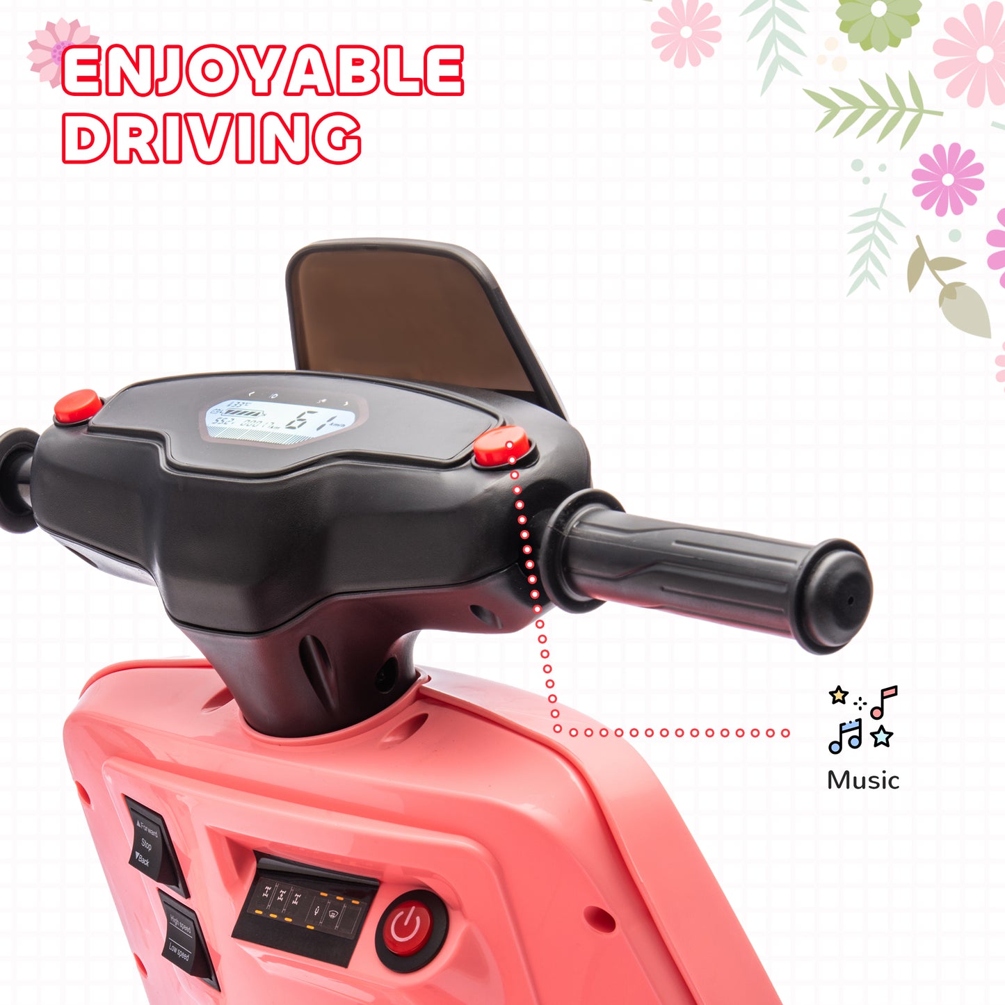 6V Ride on Motorbike, Kids Electric Motorbike w/ Headlights, Music