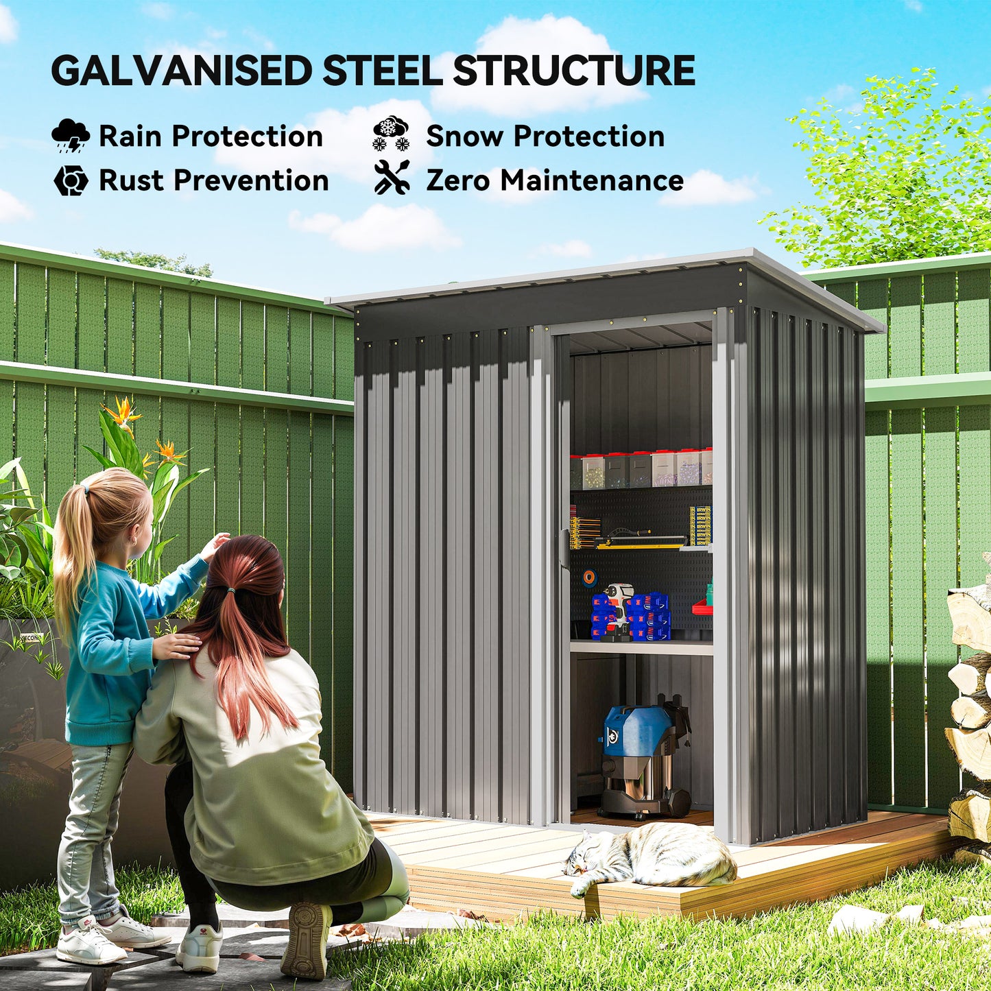5 x 3ft Garden Storage Shed with Sliding Door