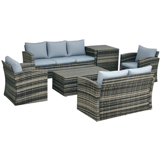 6 Pieces Rattan Garden Furniture Set
