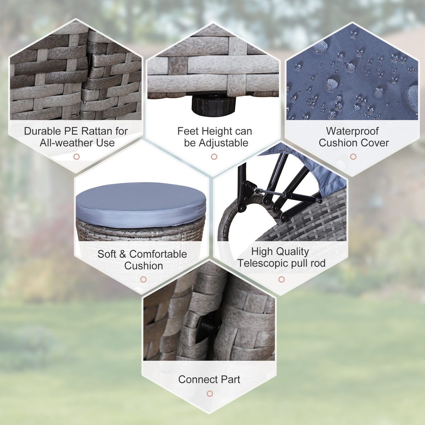Outdoor PE Rattan Garden Furniture with Cushioned