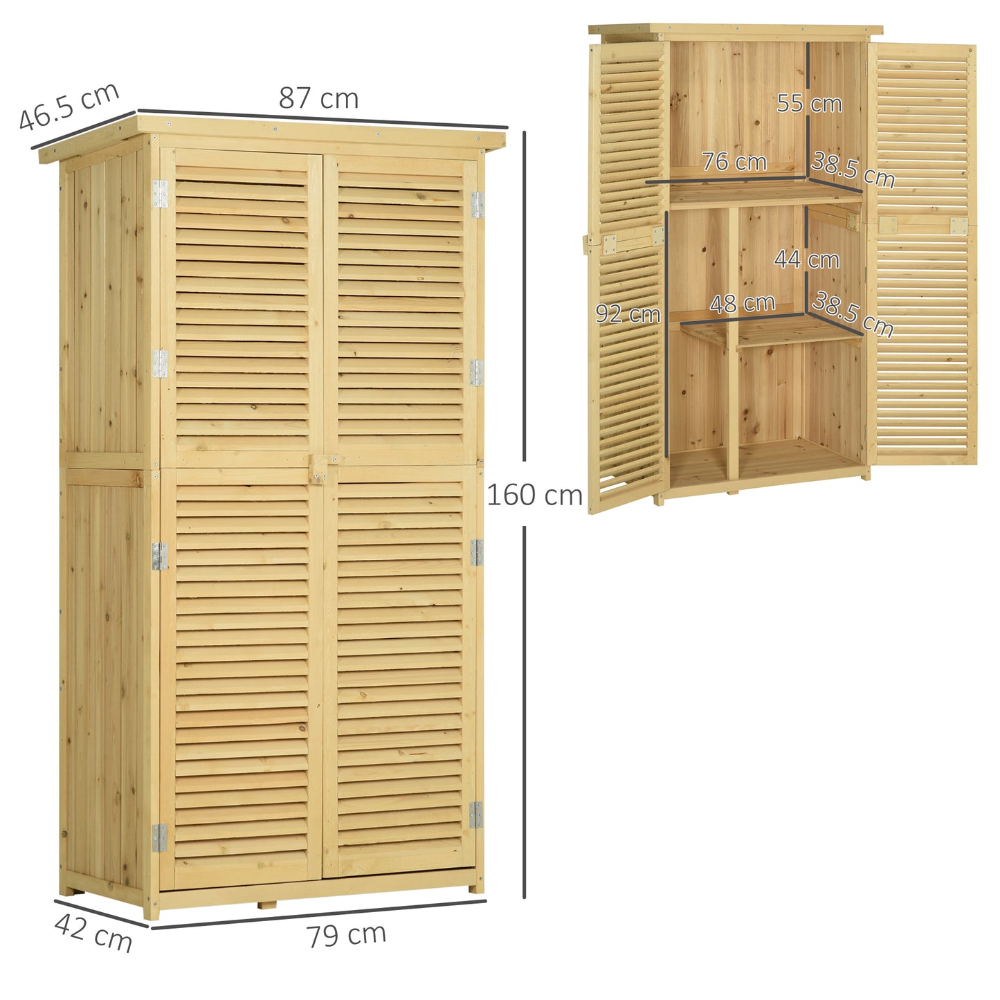 87 x 47 x 160cm Wooden Garden Shed