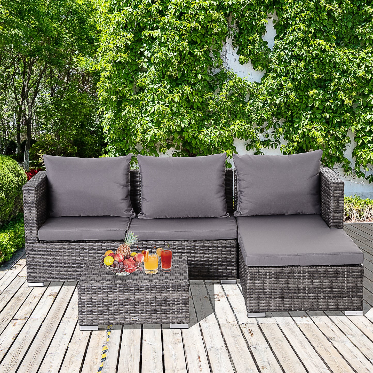 3PC Rattan Garden Furniture Storage Sofa Set