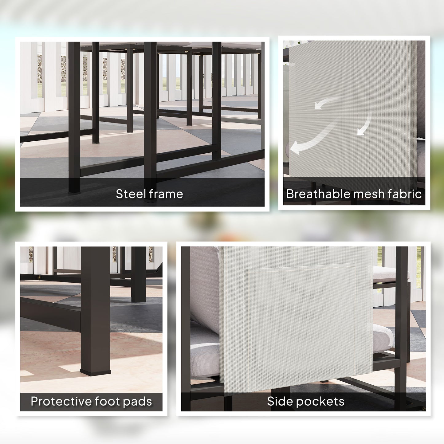 Nine-Piece Steel Frame Garden Dining Set