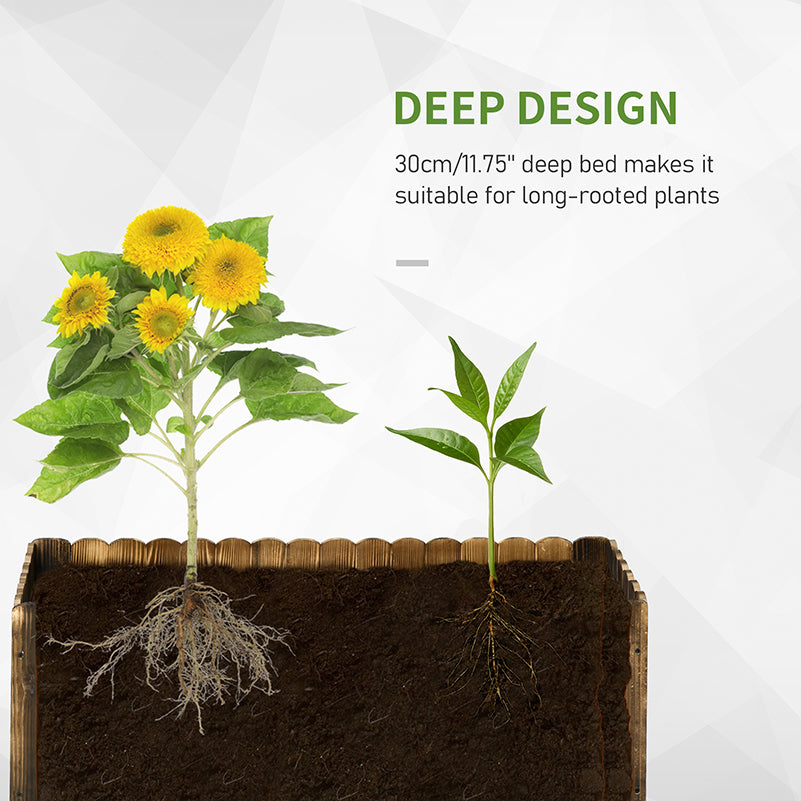 70L Raised Garden Bed, Wooden Rectangle Planter Box