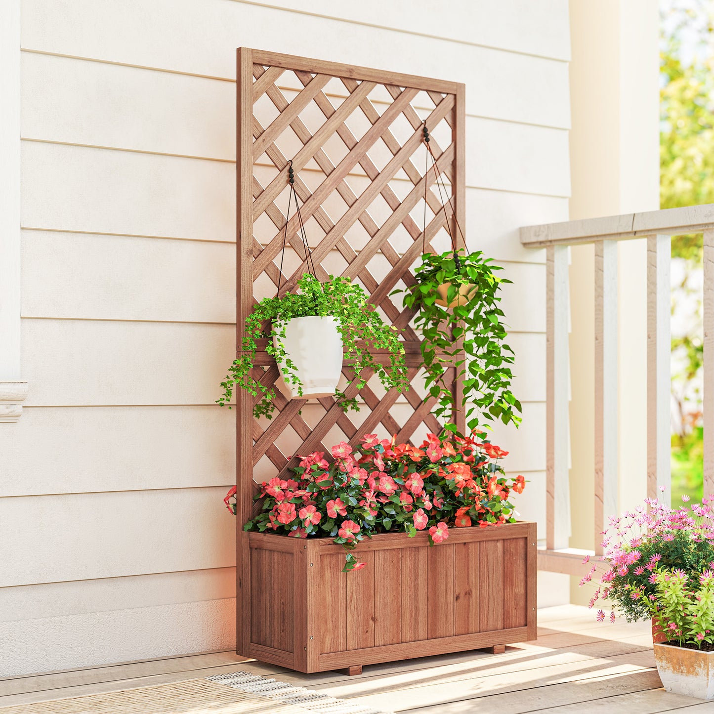 72.5 x 31.5 x 149.5 cm 45L Garden Wooden Pine Trough Planter