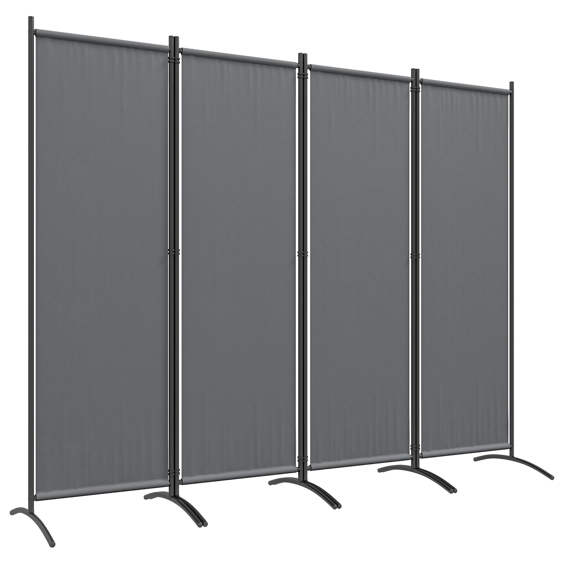 4 Panel Folding Room Divider, 1.7m Privacy Screen with Wide Feet