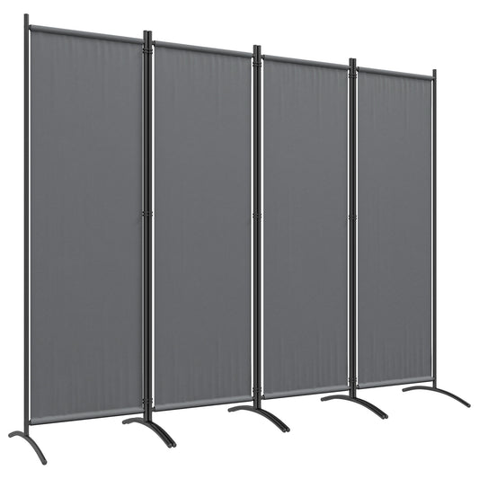 4 Panel Folding Room Divider, 1.7m Privacy Screen with Wide Feet