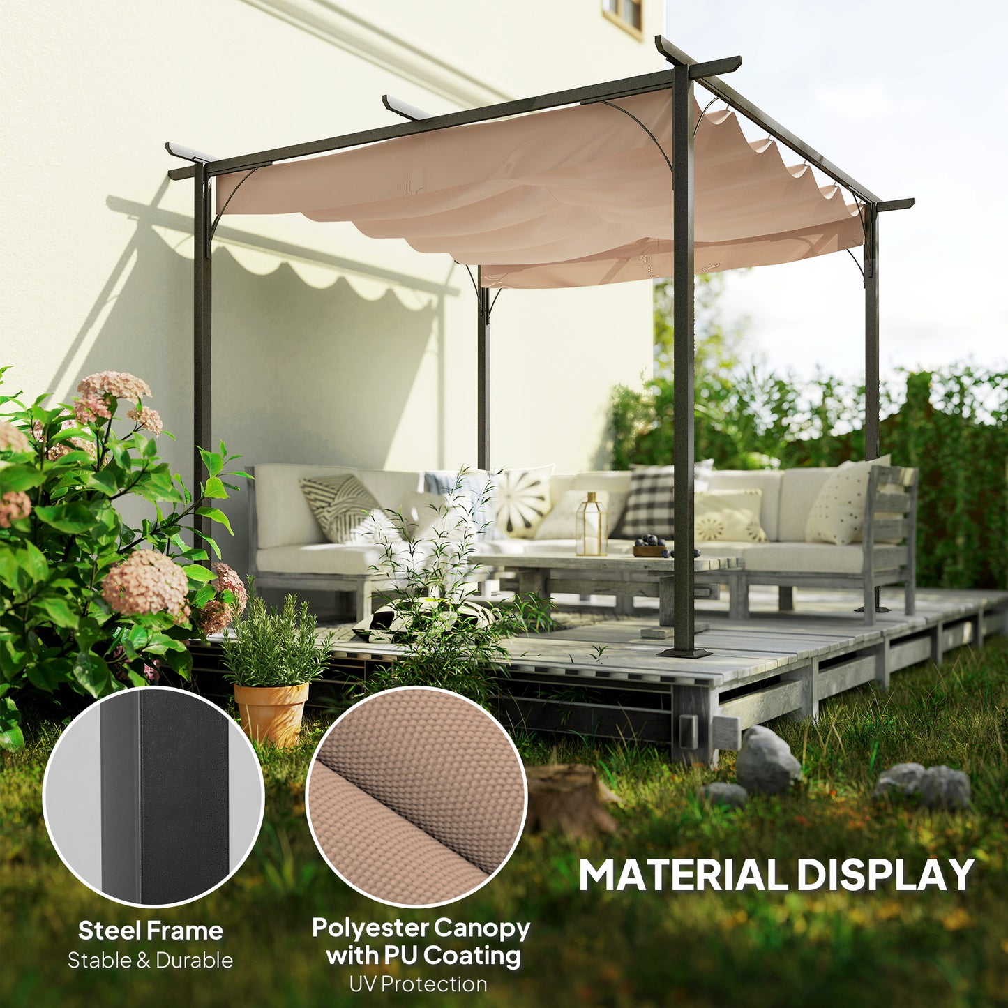 3 x 3(m) Metal Pergola with Retractable Roof