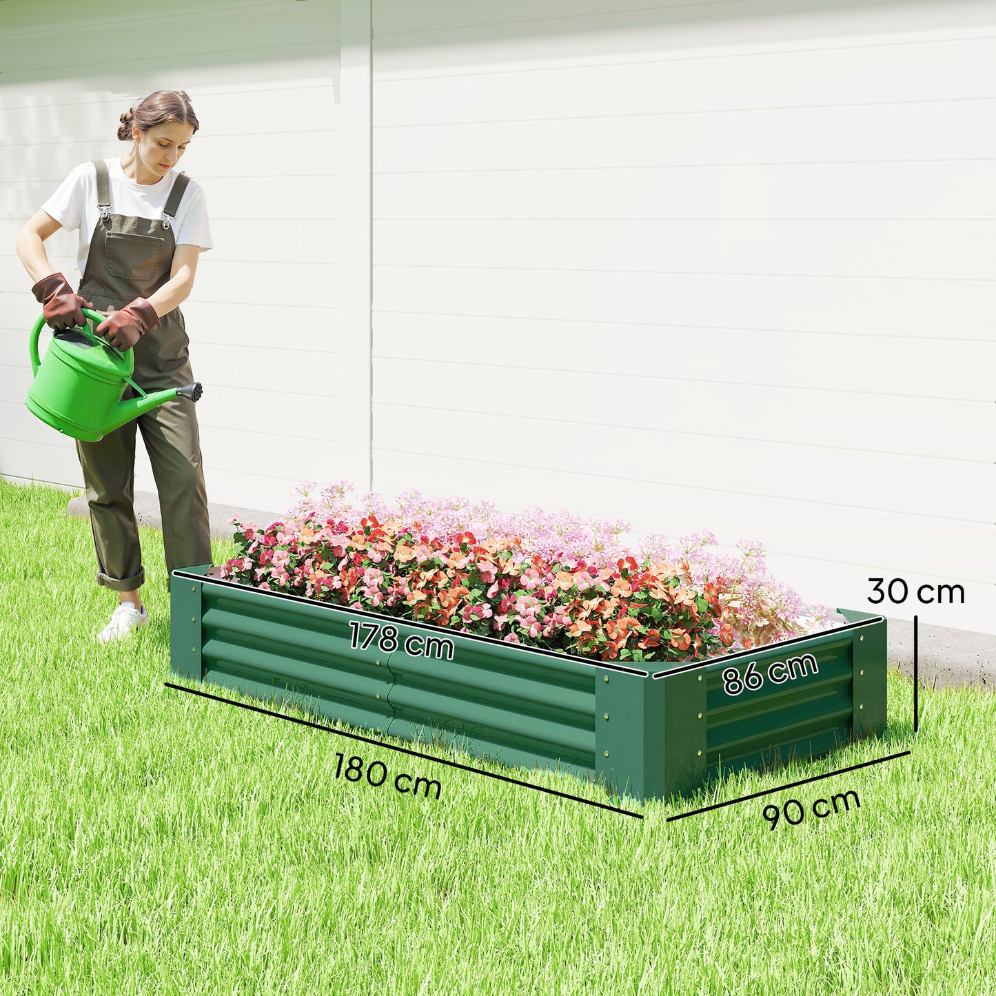180 x 90cm Galvanised Steel Open Planter