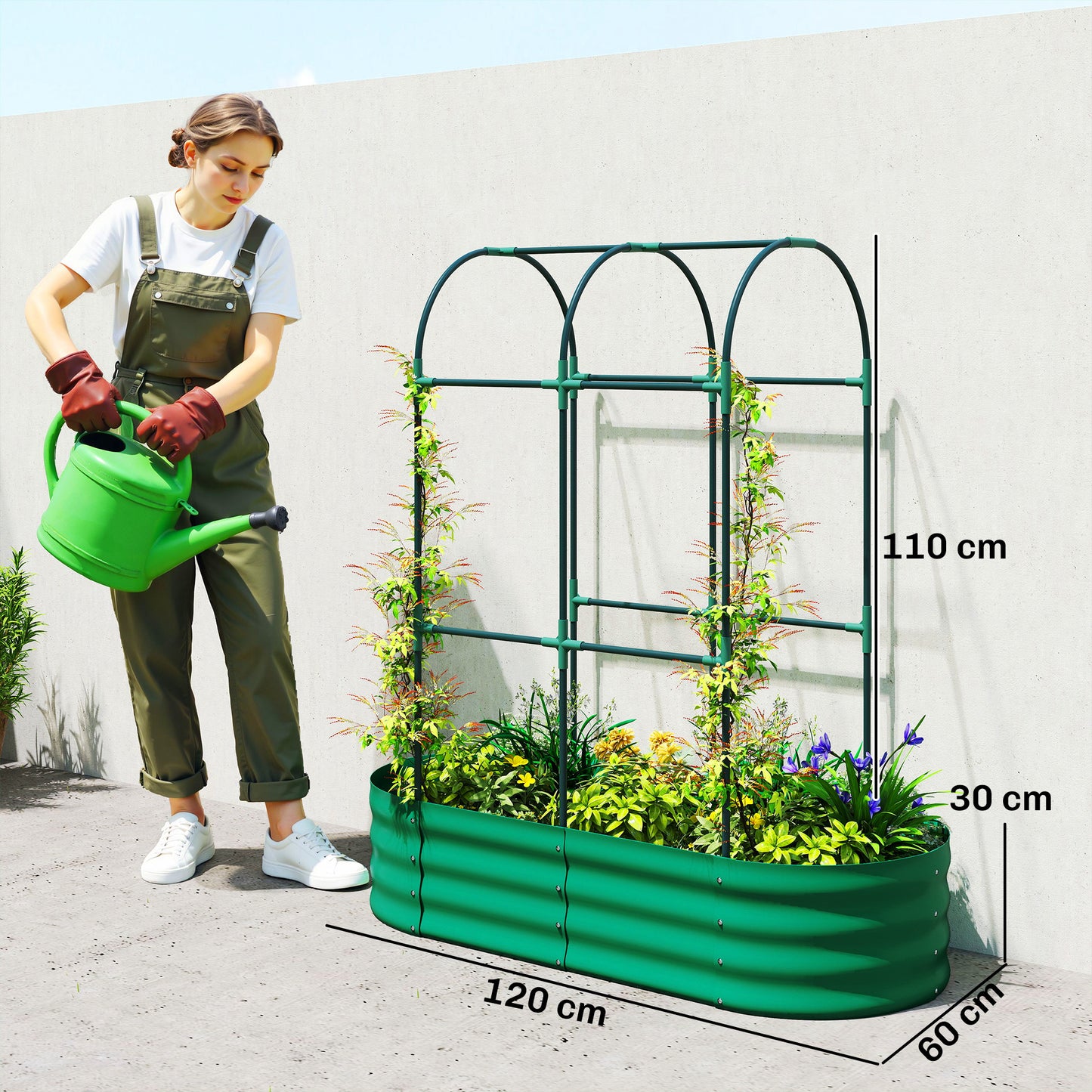 Galvanised Raised Garden Bed with Arched Trellis (1)