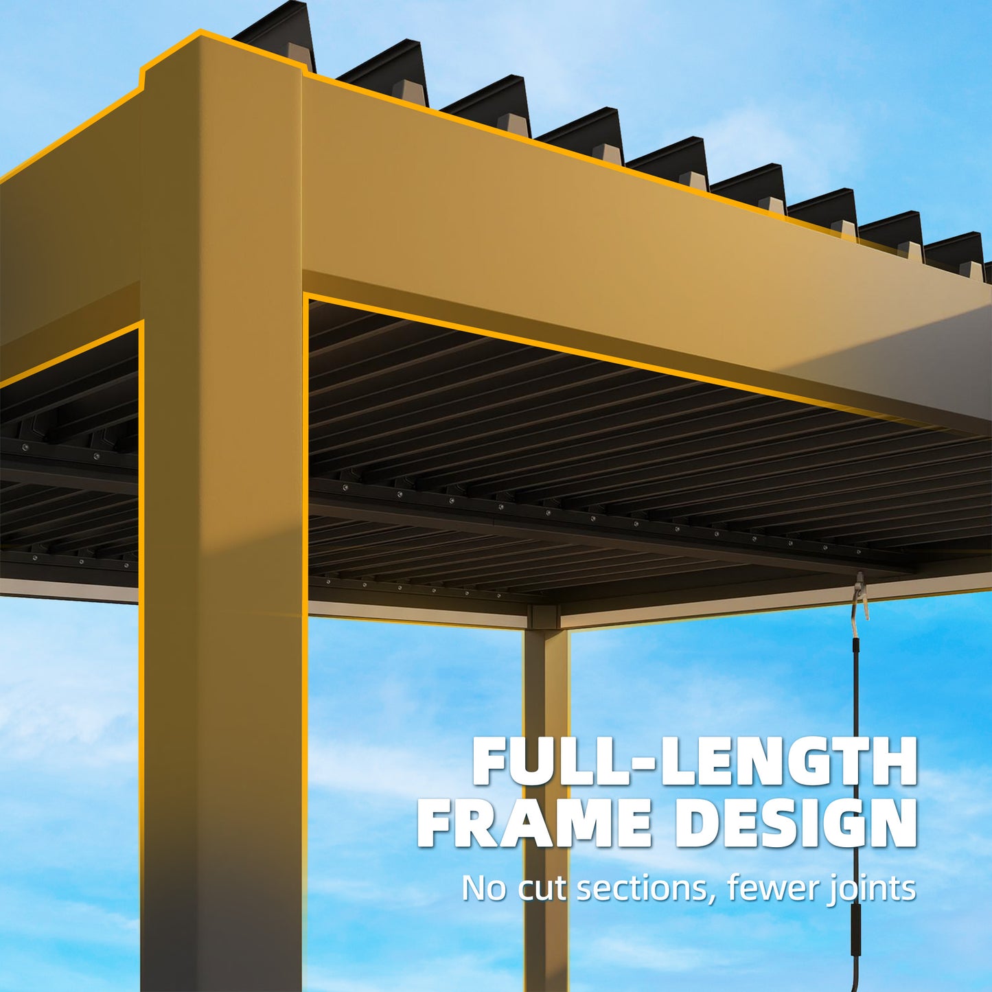 3 x 3 m Louvered Pergola with LED Lights, Metal Louvres