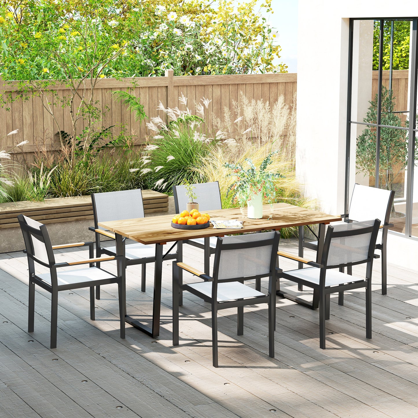 6 Seater Wooden Garden Dining Table