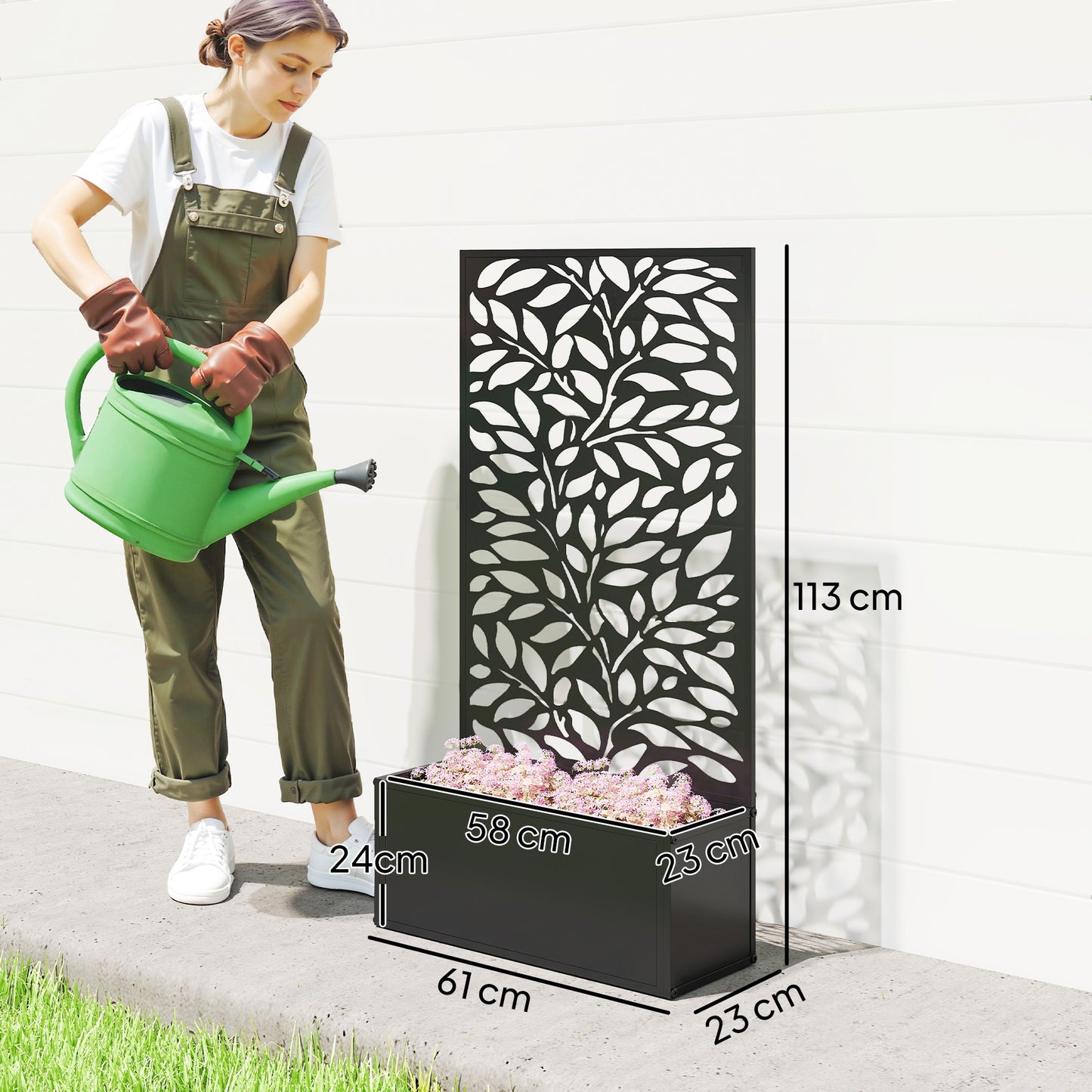 Outdoor Metal Planter, with Back Trellis (3)