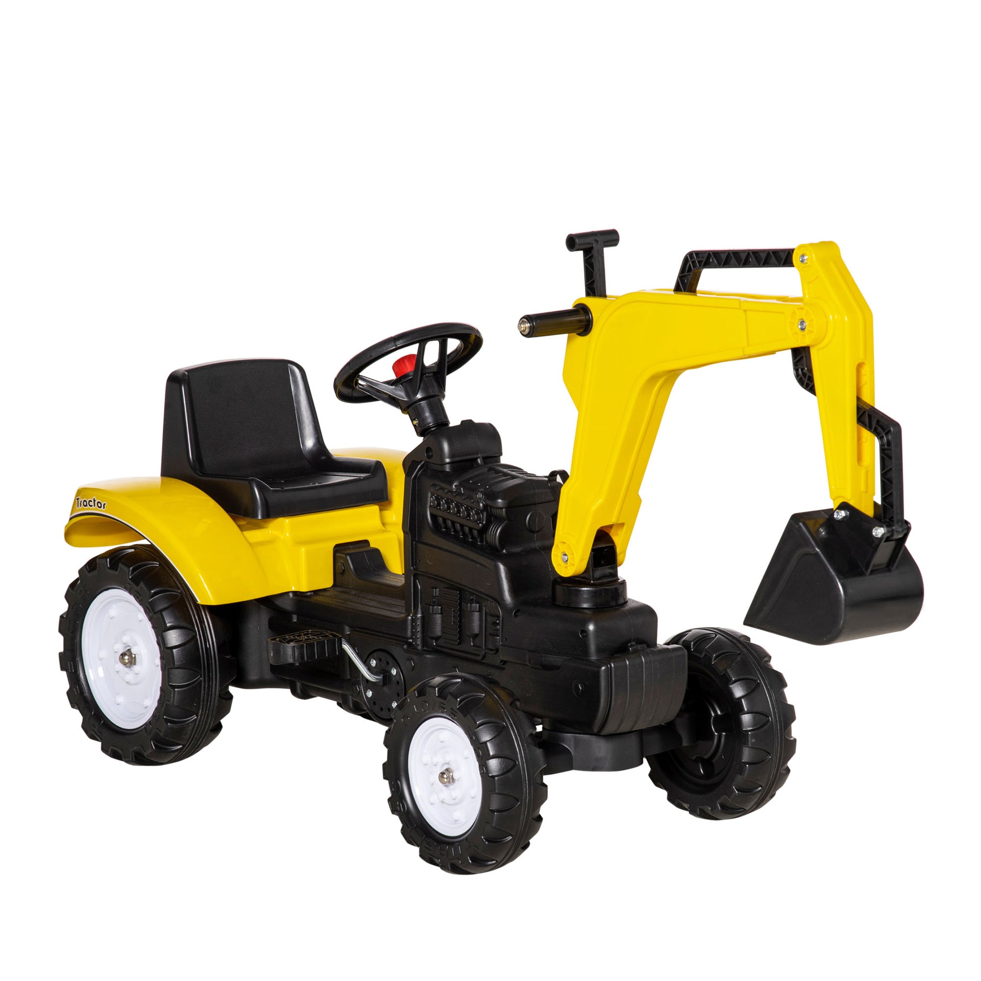 Kids Ride on Digger Pedal Go Kart Pretend Play Construction No